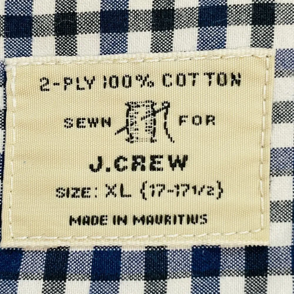 J.CREW Black Blue Check Shirt Long Sleeve Button Down Casual Men's XL 17-17 1/2